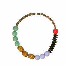 Load image into Gallery viewer, Neon orange, swimmy blue and lavender gumball necklace
