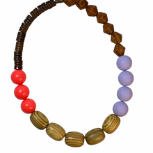 Load image into Gallery viewer, Matte lavender and neon orange gumball necklace
