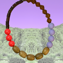 Load image into Gallery viewer, Matte lavender and neon orange gumball necklace
