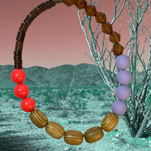 Load image into Gallery viewer, Matte lavender and neon orange gumball necklace
