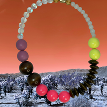 Load image into Gallery viewer, Matte lavender, neon yellow and neon pink gumball necklace
