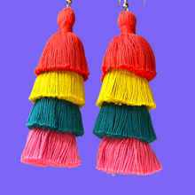 Load image into Gallery viewer, 4 Tier Tassel Earrings - Spring Punch
