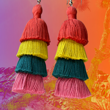 Load image into Gallery viewer, four color bright tassel earring
