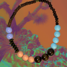 Load image into Gallery viewer, Lavender, swimmy blue and matte peach gumball necklace
