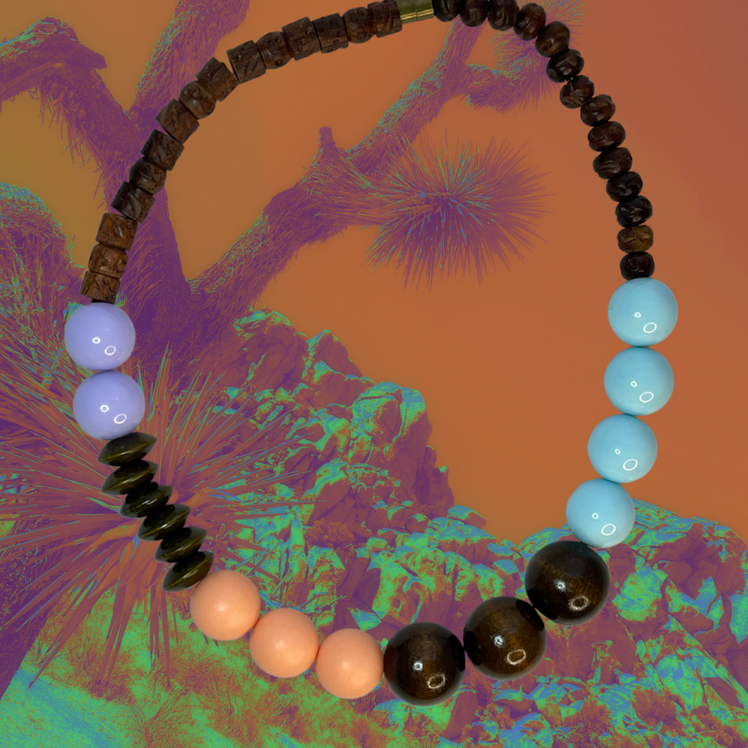 Lavender, swimmy blue and matte peach gumball necklace