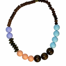 Load image into Gallery viewer, Lavender, swimmy blue and matte peach gumball necklace
