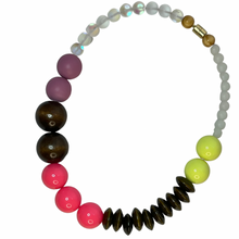 Load image into Gallery viewer, Matte lavender, neon yellow and neon pink gumball necklace
