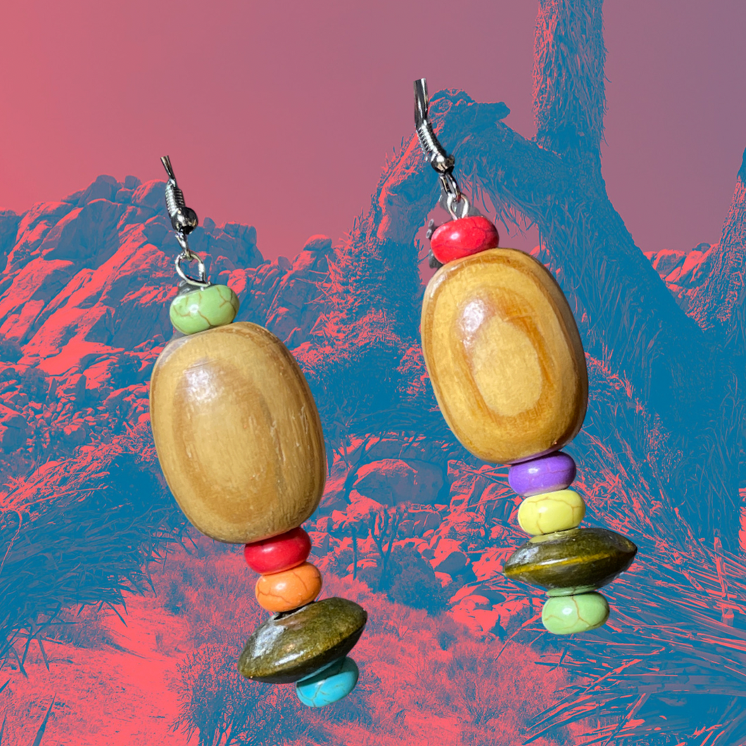 Wood Disc Candy Earrings