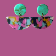 Load image into Gallery viewer, Jade Speckled Half Circle Acetate Earrings
